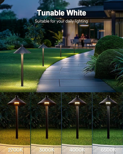 Lumary Smart Low Voltage Landscape Lighting 2000LM, IP65 Waterproof, Timer | DIY RGBAI/Cool/Warm light, 50+ Scenes, Custom Schedules, Works with Alexa/Google Home, Driveway/Pathway Lights, 4 Pack, 24V