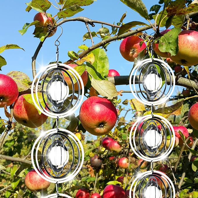 12 PCS Stainless Steel Bird deterrents for Outside,Bird reflectors to Keep Birds Away,3D Wind Spinners Outdoor Bird Scarer Discs Set Pigeon Deterrent to Keep Swallows Sparrow Away Garden Porch Pool