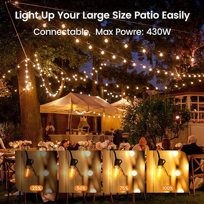 OHLUX Outdoor String Lights, 180FT LED Patio Lights with 82 Dimmable Plastic G40 Globe Bulbs 2 Spares, 2200K Waterproof Connectable Hanging Lights for Backyard Porch Cafe Party Decor E12 Socket