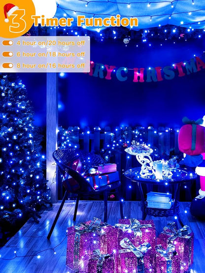 BrightChristmas 500 LED 164 FT Christmas Lights, Waterproof Outdoor String Lights with Remote and Timer, Christmas Tree Lights with 8 Modes Dimmable, Fairy Lights for Holiday Decor (Blue)