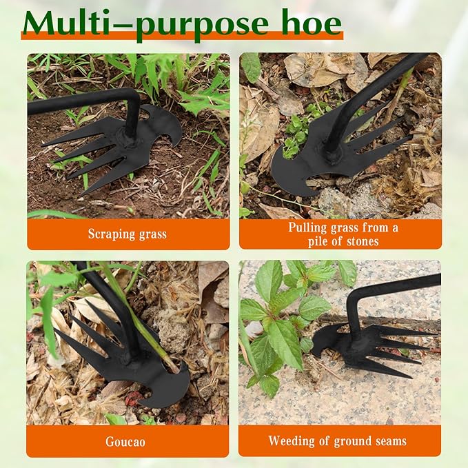 Weed Puller Tool Garden Weed Pulling Tool,Portable Garden Weeding Tool,4 Teeth Manganese Steel Forged Hand Weeder for Vegetable Gardening Backyard Farm Planting & Weeding,Ideal for Gardening