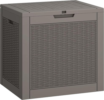 LHBGO 31 Gallon Deck Box, Resin Outdoor Storage Box, Waterproof and UV Resistant Deck Box, Lightweight Storage Box for Garden Tools, Pool Supplies