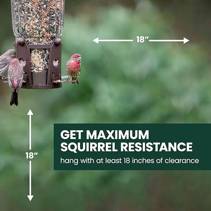 Perky-Pet Squirrel-Be-Gone Max Bird Feeder, (4) Flexport Feeding Stations | Squirrel-Proof Metal Hanging Feeder for Outdoors, Weight-Activated Ladder-Style Perches, 4lb Seed Capacity, 334-1SR