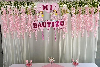 Artificial Wisteria Hanging Flowers Fake Wisteria Flower Garland Silk Vines Rattan Decor for Home Wedding Arch Wall Garden Greenery Bedroom Outdoor Office Party Decoration (36, Light Pink)