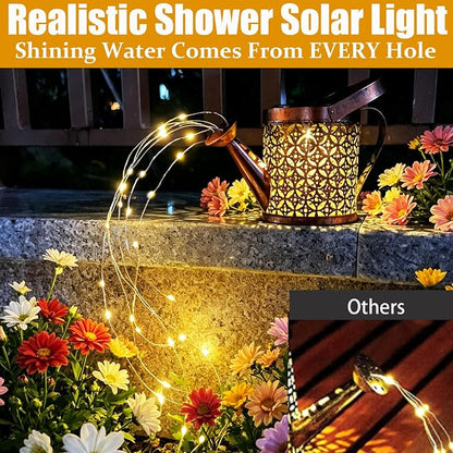 Solar Lanterns Outdoor Waterproof,Metal Watering Can Garden Decor Ornaments,Yard Art Hanging Path Lights,Outside Patio Decorations,Gardening Birthday Gifts for Mom Grandma Women,with Hook, Large