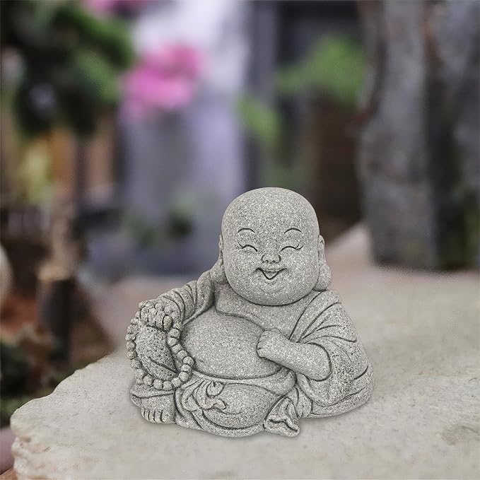 Mini Buddha Statue for Zen Garden Decor - Chinese Style Small Buddha Figurine for Indoor Outdoor Decoration, Meditation Decor for Desk, Patio, Lawn & Home Accent