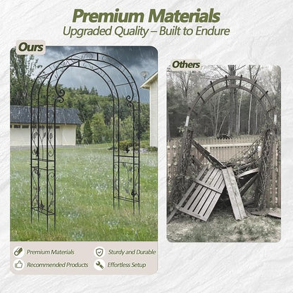 Garden Arch – 51"(L) x 88"(H) Metal Arbor, Thickened Rust-Proof Steel Pipe, Garden Gate Arch for Backyard Entry, Trellis for Climbing Plants Outdoor, Walkway Arbor for Yard, Patio, Courtyard