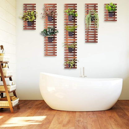 ShopLaLa Large Hanging Wall Planter for Indoor Plants (5 Pack) Wooden Decor | Wall Bathroom Decorations Living Room Home Plant Shelves Vertical Garden Huge Unique Farmhouse Vintage Rustic