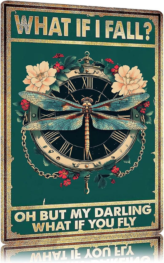 Vintage Metal Sign What If I Fall Oh But My Darling What If You Fly Tin Sign Funny Walll Decor for Bar Kitchen Pubs Cafe Home Garage 12×8 Inch