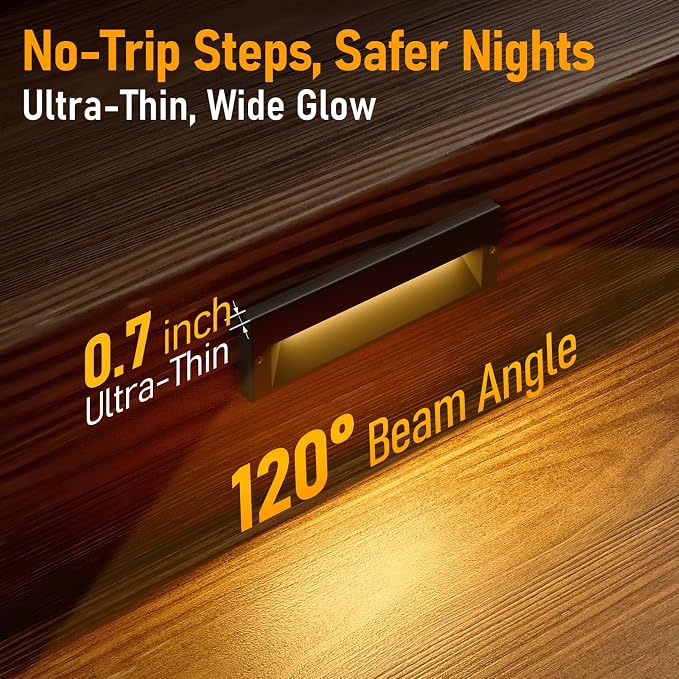 LEONLITE 6-Pack 10.6 Inch 5CCT Low Voltage LED Step Lights, Surface Mount | 12–24V AC/DC, 6W, Ultra-Slim Landscape Stair Lights, IP65, Outdoor Lighting for Decks Hardscapes, Aluminum, Oil Rubbed Bronze