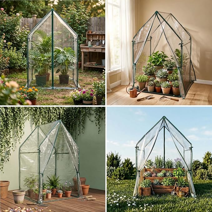 Portable Greenhouse for Outsides, 36x36x59 Inch Green House Tent with PVC Cover, Garden Plant Protector with Zippered Door for Vegetables Flowers Fruits Herbs