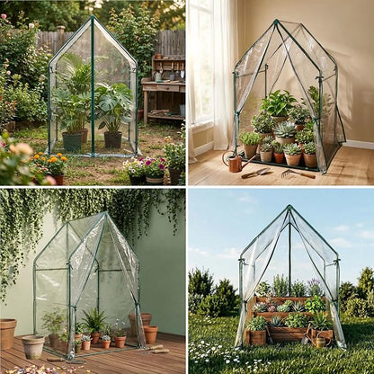 Portable Greenhouse for Outsides, 36x36x59 Inch Green House Tent with PVC Cover, Garden Plant Protector with Zippered Door for Vegetables Flowers Fruits Herbs