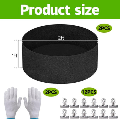 2 Sets 2 x 2 x 1 ft Raised Garden Bed Liner Bag, Breathable Grow Bed Fabric Liners with Clips and Gloves, Garden Box Non Woven Bag for Outdoor Plants Growth Keep Soil Isolation (No Garden Bed)