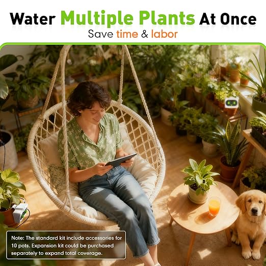 RAINPOINT Easy-Setup Automatic Plant Waterer Indoor for Pot Plant Adjustable Water Output,Battery Powered Outdoor IP54 Waterproof Beginner-Friendly Drip Irrigation System Device Kit Water 10-15 Plants