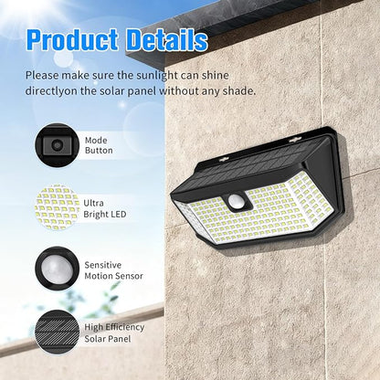 Aootek Solar Outdoor Motion Sensor Lights 2500Lm Solar Panel to 15.3 in² and 3 Modes(Security/Permanent On All Night/Smart Brightness Control) with IP65 Waterproof with Wide Angle(4pack)