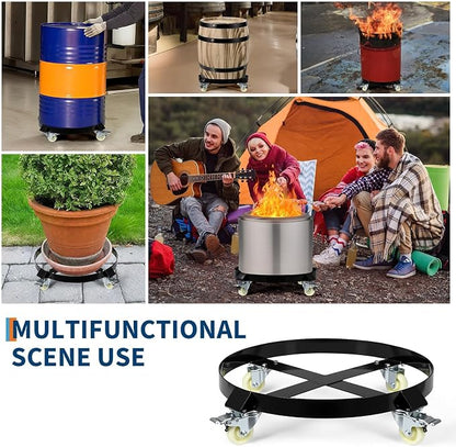 55-Gallon Drum Dolly, Heavy Duty 1000Lbs Load Capacity,Barrel Dolly Cart with Cross Braces & Swivel Casters Wheel,Steel Fram,Non Tipping Design,Barrel Cart with Brake for Warehouse Drum Handling