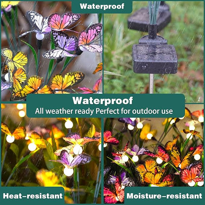 TONULAX Solar Garden Lights - 4 Pack Swaying Butterfly Light, Swaying in The Wind, Solar Outdoor Lights, Yard Patio Pathway Decoration, High Flexibility Iron Wire & Realistic Butterflies