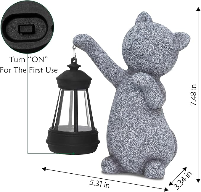 RICHIE Statues for Garden Decor，Solar Cat Outdoor Statues Outside Decor for Yard Art Lawn Ornaments Porch Patio Balcony Hoe House - Birthday for Grandma Mom Women