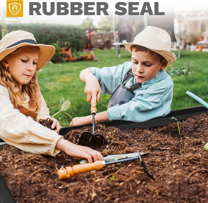 DWVO 2pcs 8 x 4 x 1.5 FT Raised Garden Bed Kit, Outdoor Galvanized Flower Bed with Safety Rubber and Gloves, Large Metal Planter Box for Vegetables, Flowers, Herbs, Fruits, Black