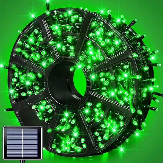 JMEXSUSS 600 LED Solar Halloween Lights, 206.7ft Solar String Lights, Green | Halloween Lights Outdoor Waterproof, 8 Modes Solar Christmas Lights for Outside Yard Patio Tree Christmas Halloween Decor