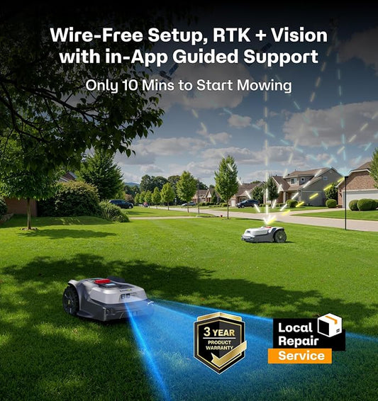 T1200Pro Robot Lawn Mower, RTK+Vision Wire-Free Automatic Robotic Mower for 0.37 Acre, AI Obstacle Avoidance, 1.18"-2.36" Adjustable Cutting Height, Unlimited Multi-Zone Mowing Robotic Mower