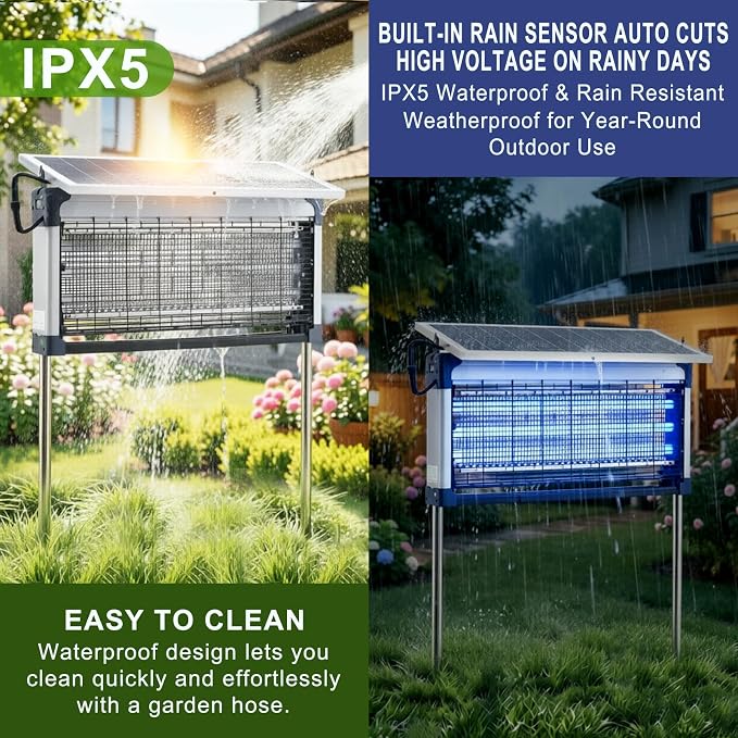 Solar Bug Zapper Outdoor (Silver Gray, 22.5in Diagonal)