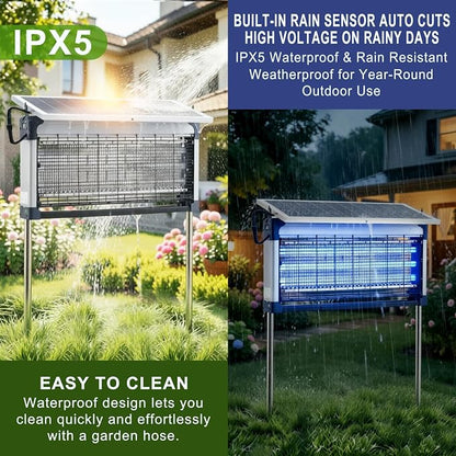 Solar Bug Zapper Outdoor (Silver Gray, 22.5in Diagonal)