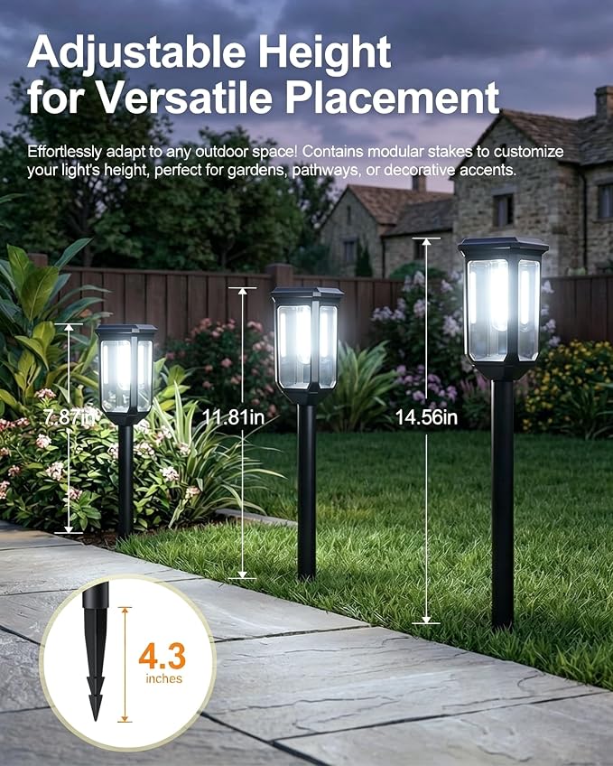 Tenmiro Solar Pathway Lights Outdoor 4 Pack LED Solar Powered Garden Lights Waterproof IP65 Outdoor Light for Yard Lawn Patio Path Walkway Driveway Decor 6500K