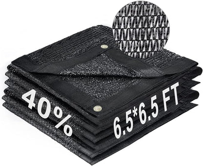 LOVE STORY 6.5x6.5FT 40% Black Shade Cloth Sun Shade Net with Grommets Sunblock Net Mesh Tarp for Garden,Plants Cover,Greenhouse and Patio