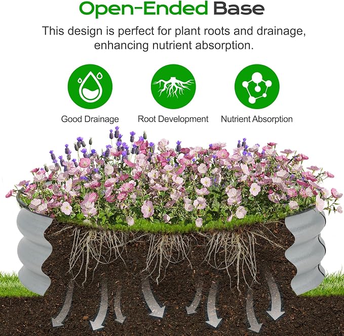 Aoodor 2 Pack 9" Tall 30" Metal Raised Garden Bed, Outdoor Planter Box and Raised Garden Kit for Vegetables, Flowers, Arugula and Herbs, Silver