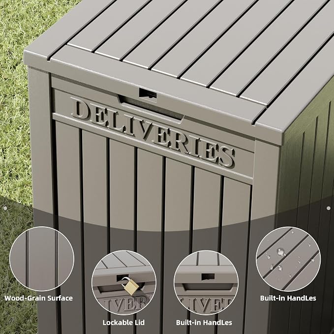 LHBGO Package Delivery Box for Outside, 48 Gallon Storage with Lockable Secure Design, Large Resin Outdoor Package Drop Cabinet