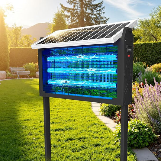 Solar Bug Zapper Outdoor for 3000 sq.ft, Waterproof Mosquito Zapper, Rechargeable Fly Zapper with 3 LED Tube,Cordless Solar Mosquito Killer for Patio Yard Garden Camping with 13W Solar Panel (9023B)