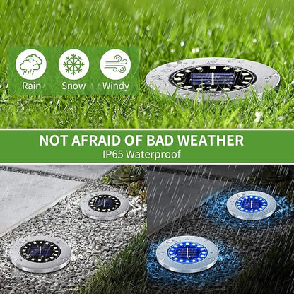 NFESOLAR Solar Ground Lights Outdoor with 16 LEDs Multi-Color 16 Pack | IP65 Waterproof, Stainless Steel Shell, Wire-Free, Easy to Use for Outdoor Garden Yard Lawn Pathway Walkway