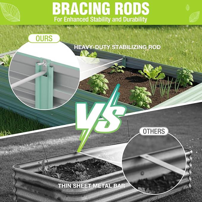 WORKPRO 7.5x4x2ft Outdoor Galvanized Raised Garden Bed, Rust-Resistant Planter Raised Beds for Vegetable, Flowers, Herbs, Light Green