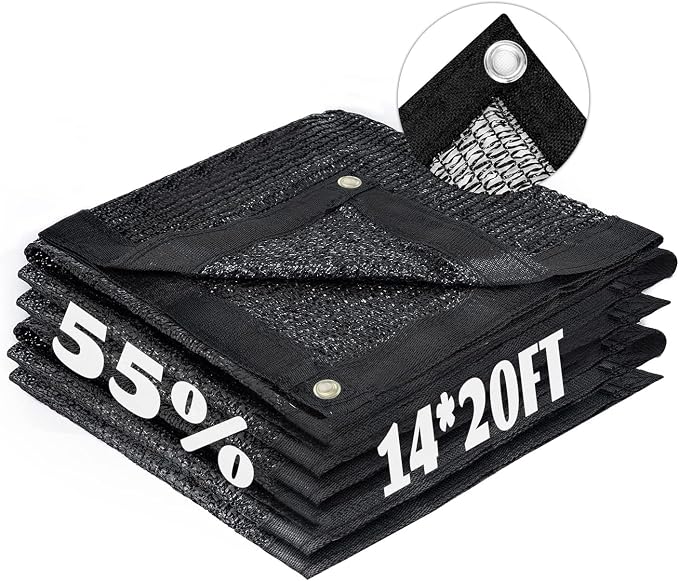 LOVE STORY 14x20FT 55% Black Shade Cloth Sun Shade Net with Grommets Sunblock Net Mesh Tarp for Garden,Plants Cover,Greenhouse and Patio