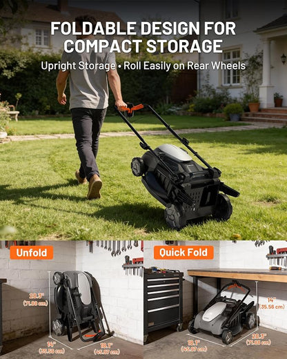 Litheli 21" Cordless Lawn Mower, 2 x 8.0Ah Battery Powered Lawn Mower