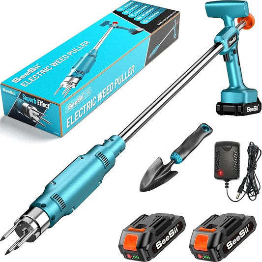 Seesii Electric Stand Up Weed Puller Tool with 20000RPM High-Torque Motor, TD4000 Battery Powered Garden Weeder Total 4000mAh, 3-Claw Steel Head for Smooth Weeding,Gift for Garden Enthusiasts