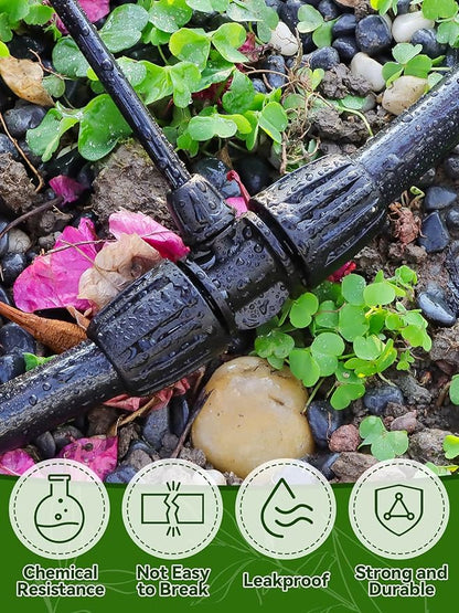 Kalolary 20PCS Locked Barbed Tee Connectors, 1/2” to 1/4” Drip Irrigation Fittings Kit 12/16mm to 4/7mm Tube Lock Female Connector 3-Way Barbed Lock Irrigation Parts for Watering System (Black)