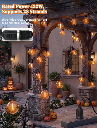 25 LED Outdoor String Lights, 25Ft Halloween Decoration Lights | Shatterproof Orange G40 Bulbs, Connectable, Plug in, UL Certified, Hanging Halloween Lights for Home Decor Patio