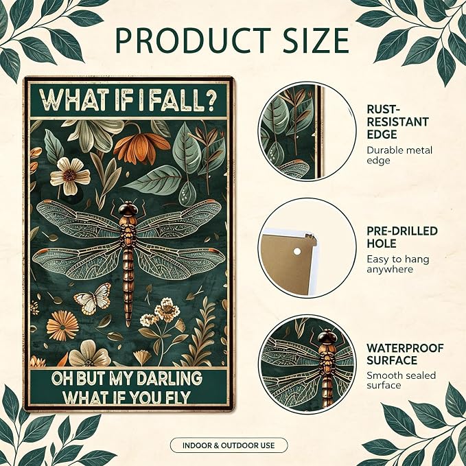 Metal Signs What If I Fall Oh But My Darling What If You Fly Retro Tin Sign for Home Office Kitchen Bar Cafe Garden Wall Decor 12x8 Inch