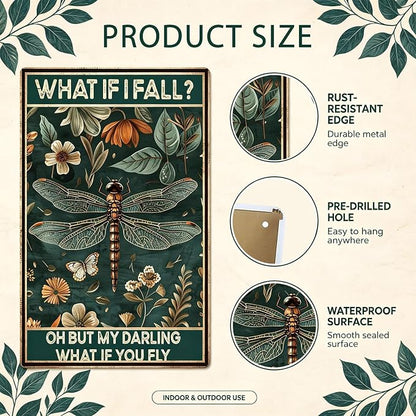 Metal Signs What If I Fall Oh But My Darling What If You Fly Retro Tin Sign for Home Office Kitchen Bar Cafe Garden Wall Decor 12x8 Inch