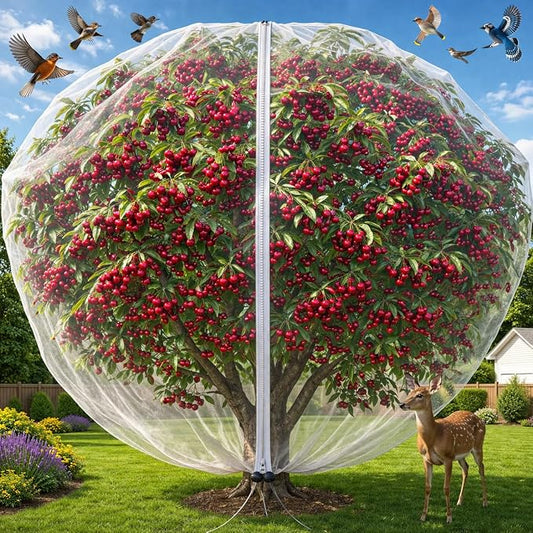 1Pack 13x13ft Large Fruit Tree Netting with Zipper and Drawstring – Anti-Insect, Anti-Bird Protection for Apple, Peach, Cherry Trees and Vegetables – Ideal for Home Gardens,Small Organic Farms