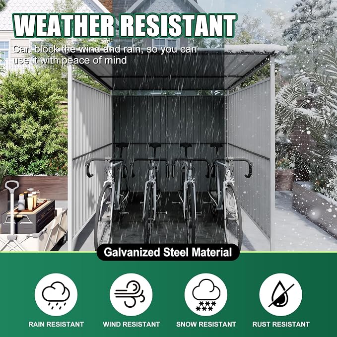 6x6FT Open Air Storage Shelter, Metal Outdoor Garden Shed, Doorless Patio Organizer for Bikes Motorcycle BBQ Tools Pet House Weather Resistant Backyard Storage Cover Canopy Utility Shelter