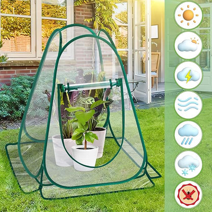 Pop Up Greenhouse Cover, Mini Greenhouse PVC Gardening Plant 3-Pack, Portable Small Green House for Indoor Outdoor, Sunshine Room Backyard Flow