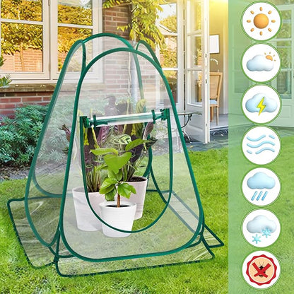 Pop Up Greenhouse Cover, Mini Greenhouse PVC Gardening Plant 2-Pack, Portable Small Green House for Indoor Outdoor, Sunshine Room Backyard Flow