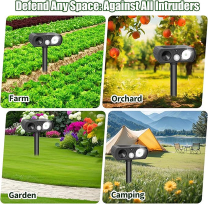 Solar Ultrasonic Animal Repellent, Deer Repellent Devices Waterproof, Cat Repellent Outdoor with Motion Detection Squirrel Skunk Rabbit Dog Raccoon Deterrents Animal Repeller for Yard, 1 Pack, Black