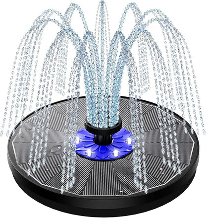 SZMP 3.5W Upgraded Glass Panel Solar Fountain with Auto White LED Night Show, Anti-Drift & Run-Dry Protection, 7 Nozzles Floating Bird Bath Fountain for Garden, Pond, Outdoor (Black)