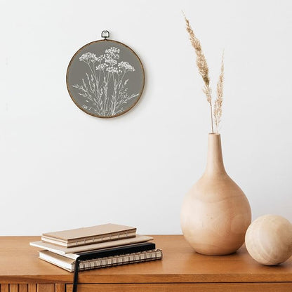 TLESKE Boho Sage Green Vintage Botanical Round Wall Art Decor Framed 10x10, Wildflower Floral Canvas Wall Art Prints Artwork, Rustic Wall Hanging Room Door Decor Decorations for Living Room Bedroom