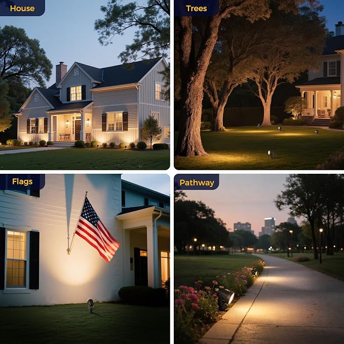 L LOHAS LED 5W Dusk to Dawn Outdoor Lighting, Auto On/Off 3000K Landscape Outdoor Spotlight, IP66 Waterproof Plug in Spot Lights for Yard, Garden, House, Pathway, Plant, UL Listed (10 Pack)