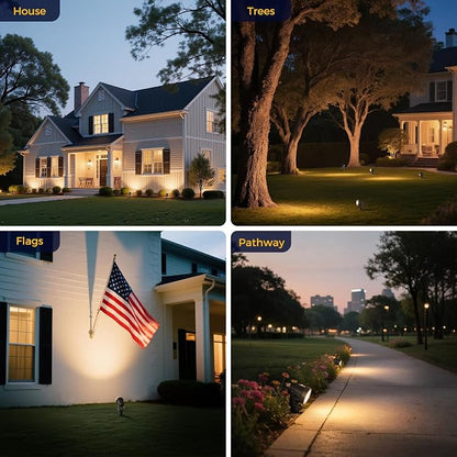 L LOHAS LED 5W Dusk to Dawn Outdoor Lighting, Auto On/Off 3000K Landscape Outdoor Spotlight, IP66 Waterproof Plug in Spot Lights for Yard, Garden, House, Pathway, Plant, UL Listed (10 Pack)